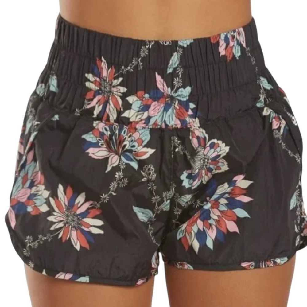 Free People FP Movement Black Floral The Way Home Shorts